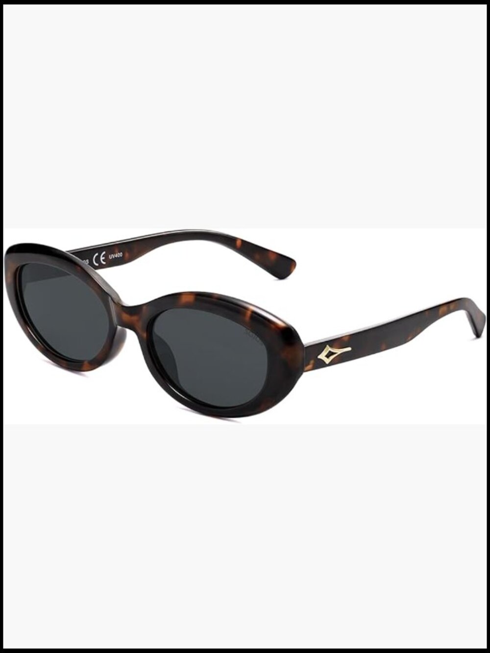 Trendy Oval Polarized Sunglasses Retro Small Cat Eye Plastic Frame